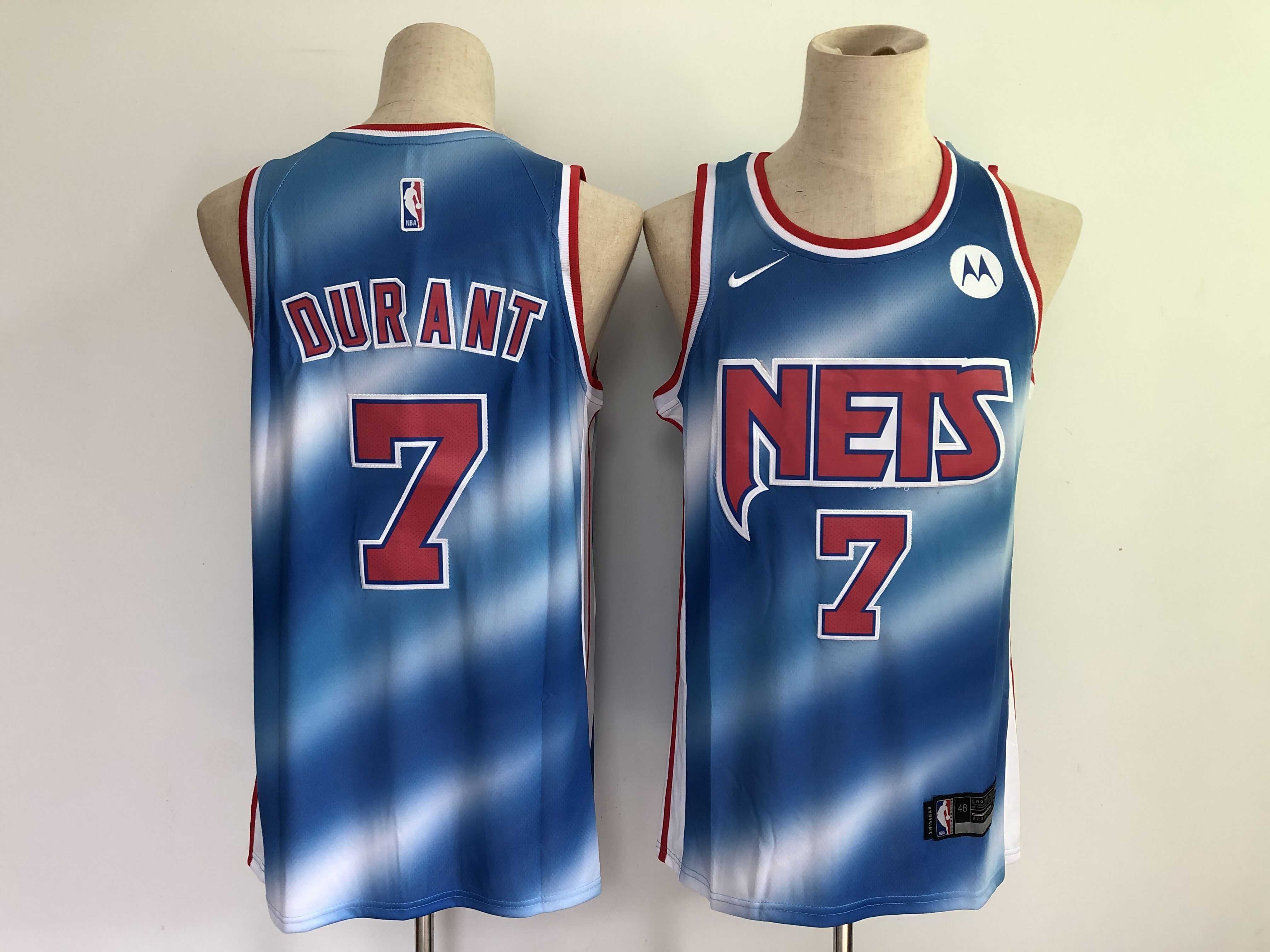 Men Brooklyn Nets 7 Durant Blue 2021 Nike Game NBA Jersey
